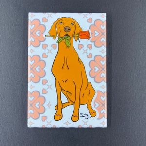 Vizsla Dog & Rose Magnet, Handmade Pet Portrait Valentine's Day Gift Decor 2x3"